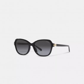 Coach Outlet Hinged Horse And Carriage Square Sunglasses Black CD481