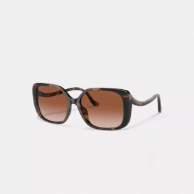 Coach Outlet Swoop Temple Rectangle Sunglasses Dark Tortoise CL929