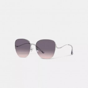 Coach Outlet Metal Rounded Sunglasses Grey Pink Gradient CK481