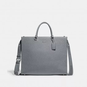 Coach Outlet Tote 40 With Signature Canvas Grey Blue CJ844