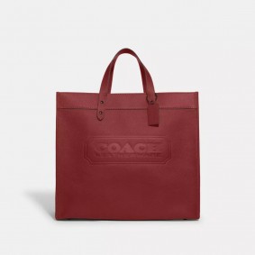 Coach Outlet Field Tote 40 With Coach Badge Ruby Red CE468