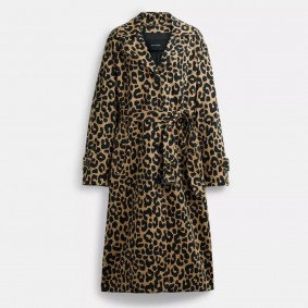 Coach Outlet Leopard Oversized Trench Coat Leopard CQ219