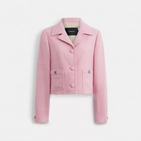 Coach Outlet Heritage C Tweed Jacket Pink CN469