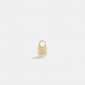 Coach Outlet 14 K Gold Quilted Signature Padlock Single Stud Earring Gold CO284