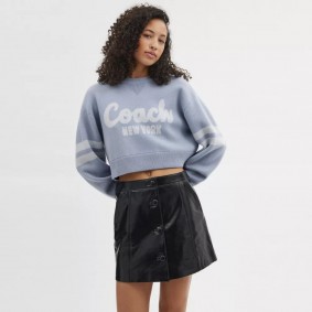 Coach Outlet Cropped Coach Sweater Blue CN488