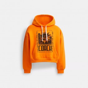 Coach Outlet The Lil Nas X Drop Cropped Pullover Hoodie Orange CQ105