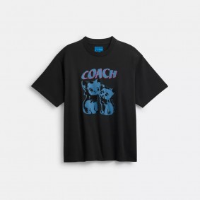 Coach Outlet The Lil Nas X Drop Cats Relaxed T Shirt Washed Black CQ070