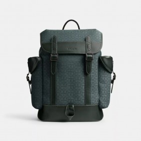Coach Outlet Hitch Backpack In Micro Signature Jacquard Amazon Green CM387