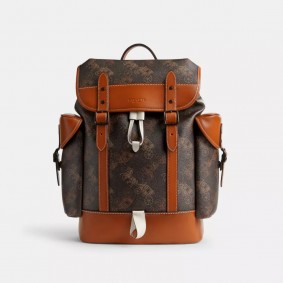 Coach Outlet Hitch Backpack With Large Horse And Carriage Print Truffle Burnished Amber CM386