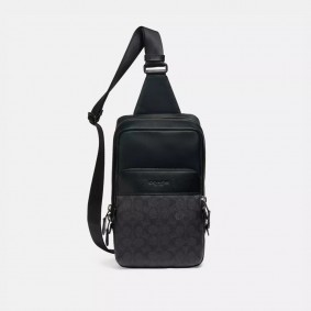 Coach Outlet Gotham Pack In Signature Canvas Charcoal Black C5332