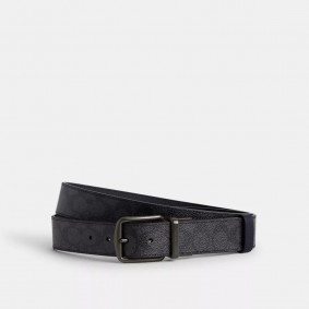 Coach Outlet Boxed Harness And Signature Buckle Cut To Size Reversible Belt 38 Mm Midnight Navy CP834