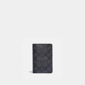 Coach Outlet Card Wallet In Signature Canvas Black 5009