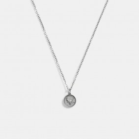 Coach Outlet Sterling Silver Coin Pendant Necklace Silver CO272