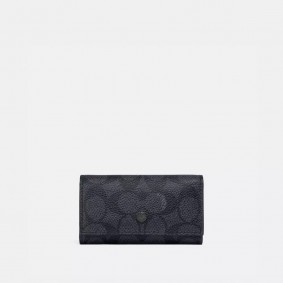 Coach Outlet Four Ring Key Case In Signature Canvas Charcoal 69097