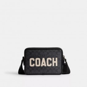 Coach Outlet Charter Crossbody 24 In Signature Canvas With Coach Graphic Charcoal Multi CP136