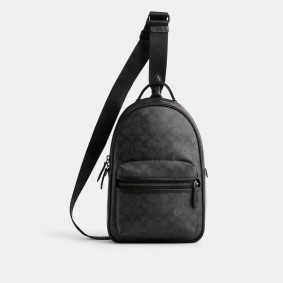 Coach Outlet Charter Pack In Signature Canvas Charcoal CP126