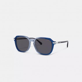Coach Outlet Wrap Around Hangtag Keyhole Sunglasses Blue Gradient CL912