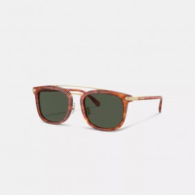 Coach Outlet Wrap Around Hangtag Browbar Sunglasses Caramel Tortoise CL913