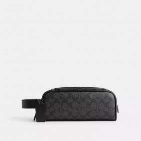 Coach Outlet Travel Kit In Signature Canvas Charcoal CQ183