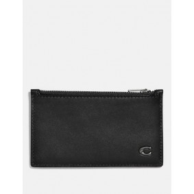 Coach ZIP CARD CASE WITH SIGNATURE HARDWARE 32073 BLK