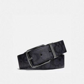 Coach WIDE HARNESS CUT-TO-SIZE REVERSIBLE BELT IN SIGNATURE CANVAS 64077 CQ/BK