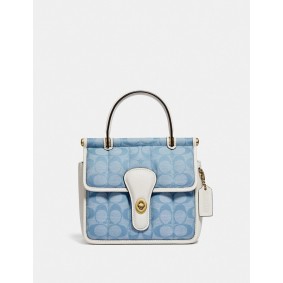 Coach WILLIS TOP HANDLE 18 IN SIGNATURE CHAMBRAY WITH QUILTING C4704 B4SUX