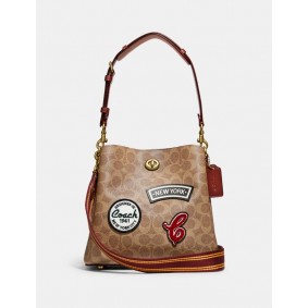 Coach WILLOW BUCKET BAG IN SIGNATURE CANVAS WITH PATCHES C6868 B4NQ4