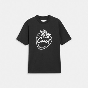 Coach STRAWBERRY SKATER T-SHIRT IN ORGANIC COTTON CA389 BLK