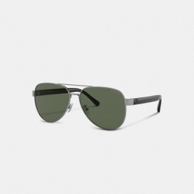 COACH Wire Frame Pilot Sunglasses CD467 Satin Gunmetal
