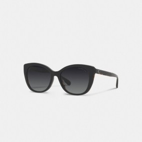 COACH Beveled Signature Oversized Cat Eye Sunglasses CH567 Black Tortoise