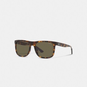 COACH Beveled Signature Flat Top Square Sunglasses CH581 Dark Tortoise